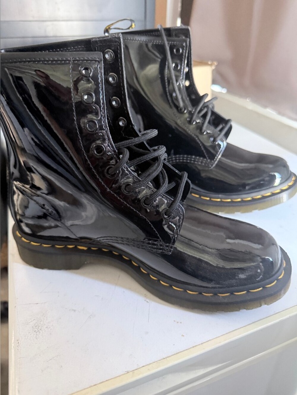 Dr Martens Patent Leather Black Boots Size 9